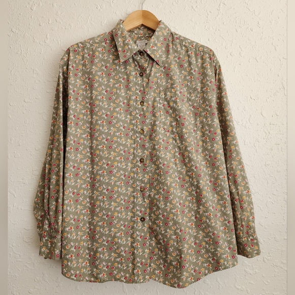 Vintage Cherokee Floral Button Down Longsleeve Shirt - Picture 1 of 4